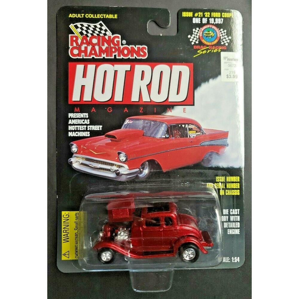 1997 Racing Champions Hot Rod Mag #21 '32 Ford Coupe Red 1:54 HW1